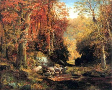 Thomas Moran Painting - Cresheim Glen Wissahickon Autumn Rocky Mountains School Thomas Moran